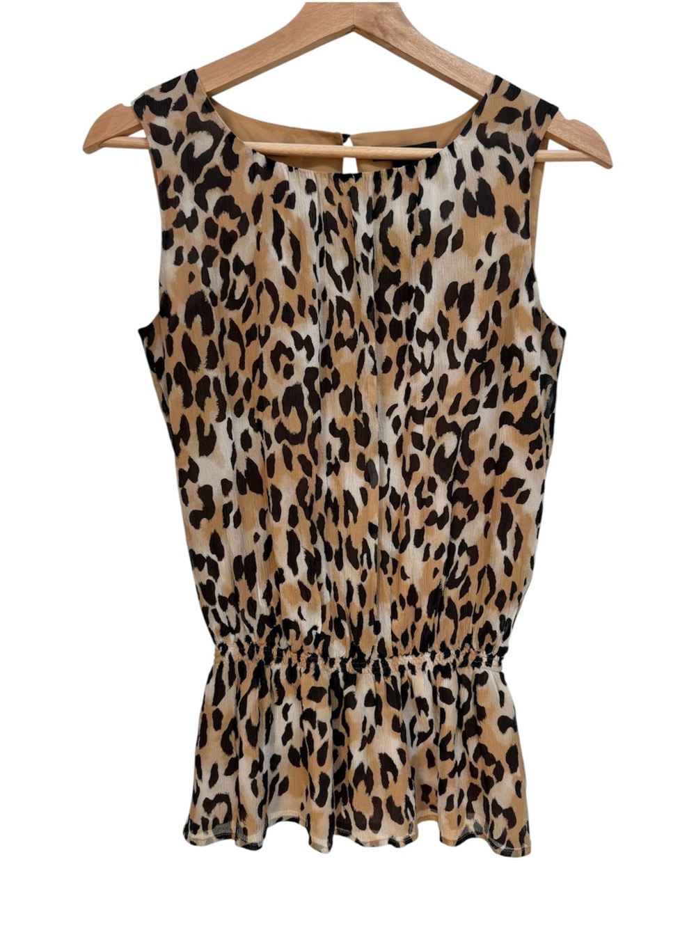 St John Silk Leopard Print Peplum Blouse Top Women Size 2 Luxury Country Club